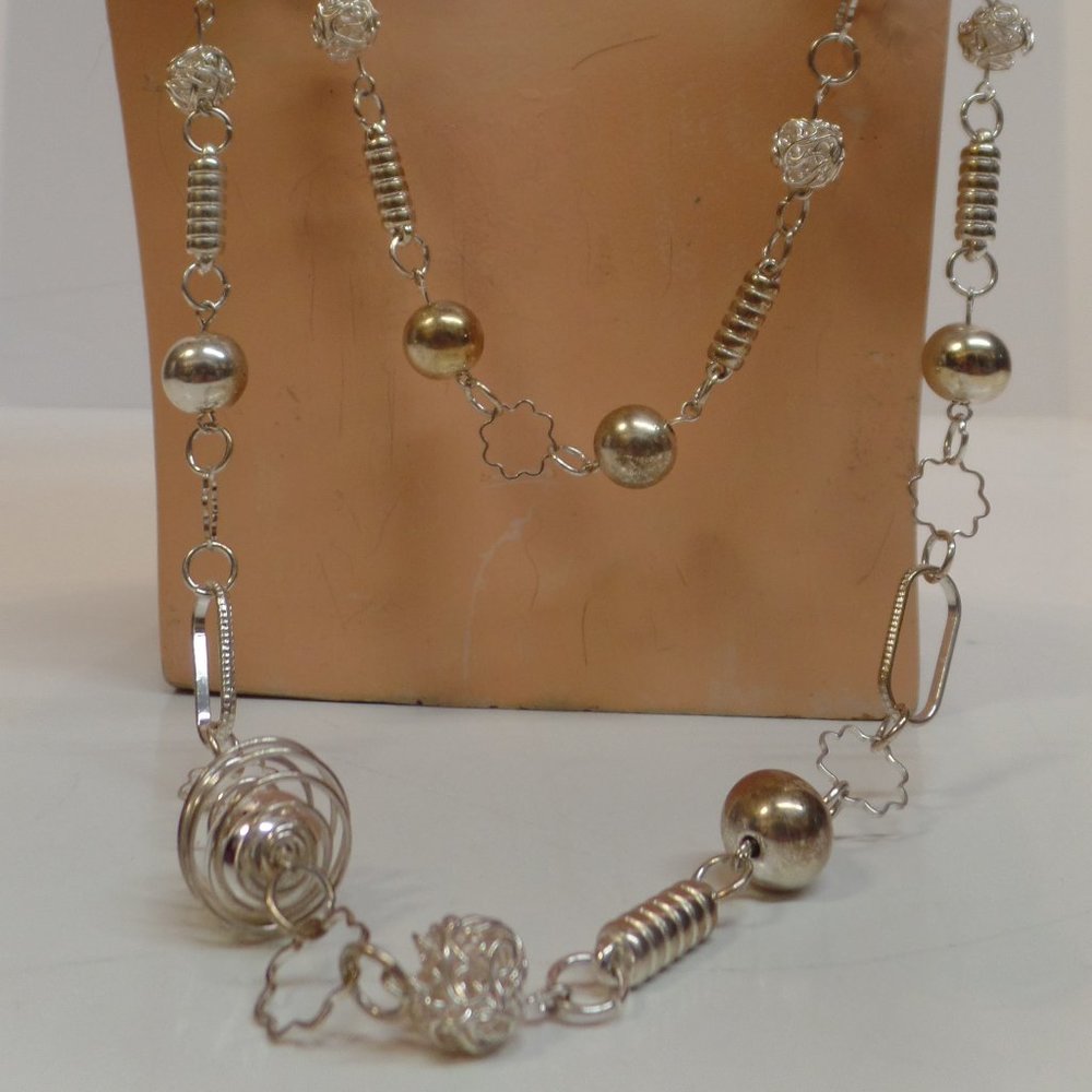 LBVRY Silvertone Multi-strand Necklace 28"
